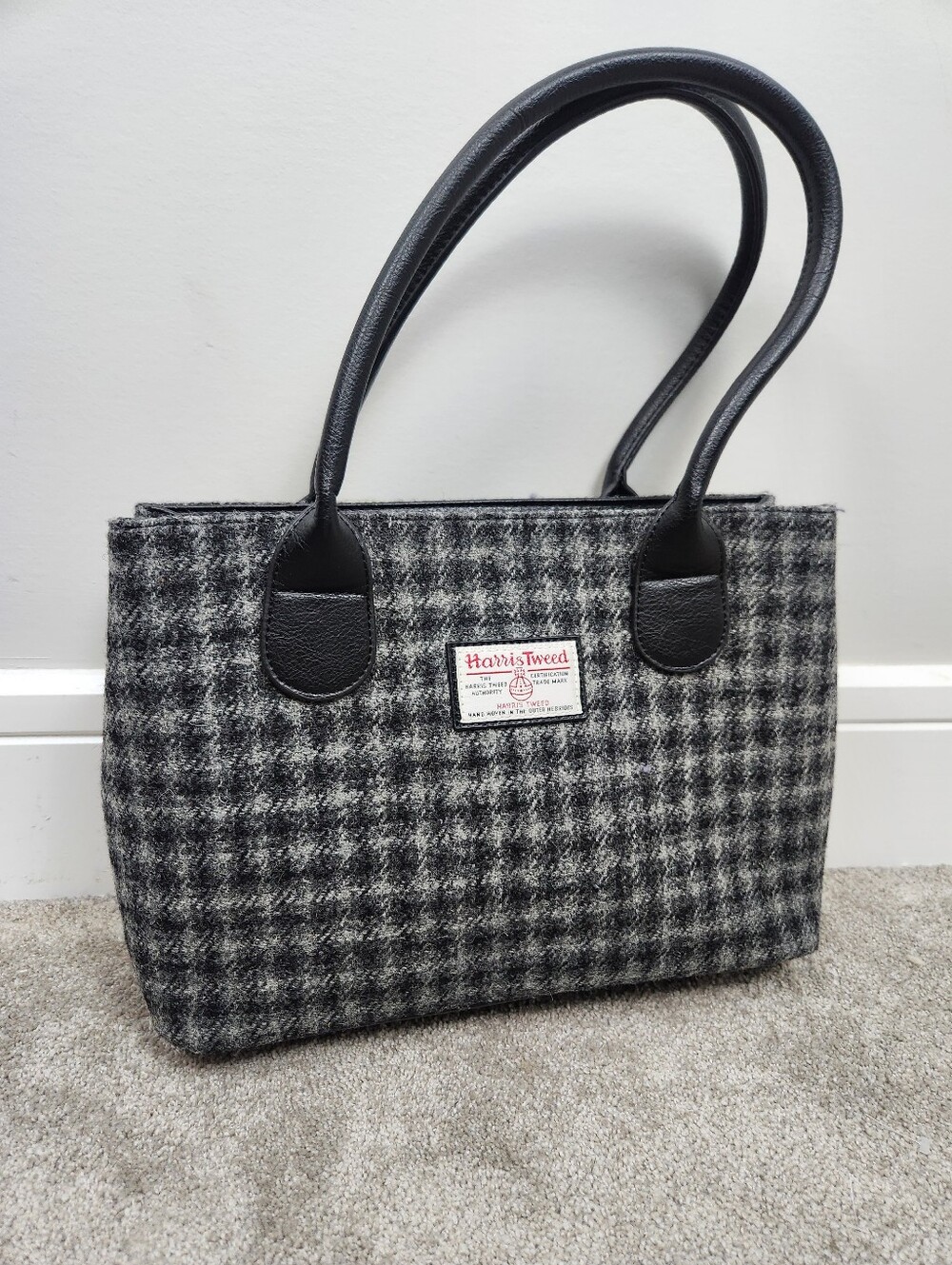 Glen Appin Harris Tweed Wool Black Shoulder Bag Dark Academia Preppy Heritage
